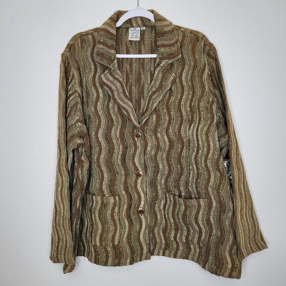 Parsley & Sage Jackets & Blazers - Parsley & Sage green brown groovy quirky button front plus size jacket 3x
